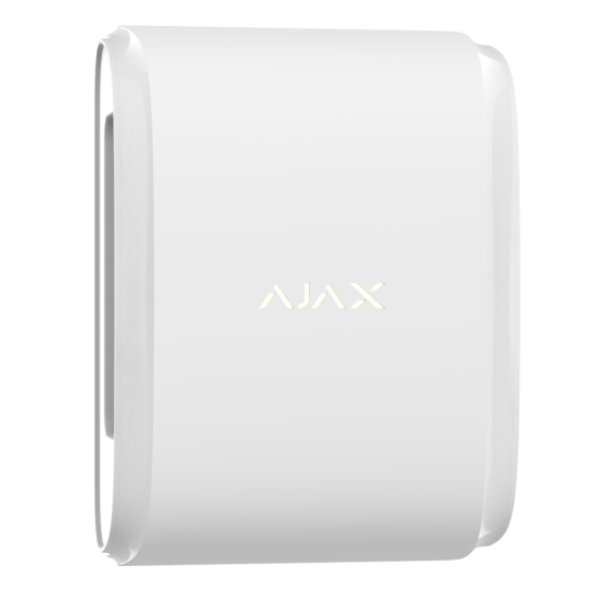 Boîtier de sécurité de marque AJAX, coloris blanc, design compact et moderne.